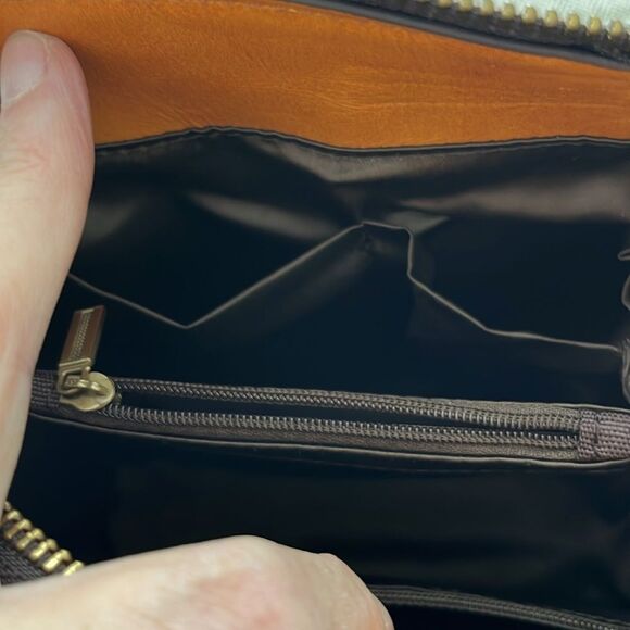 Vintage Hand-tooled Small Leather Bag Roses Crossbody Strap & Handle USA Made - Picture 10 of 11